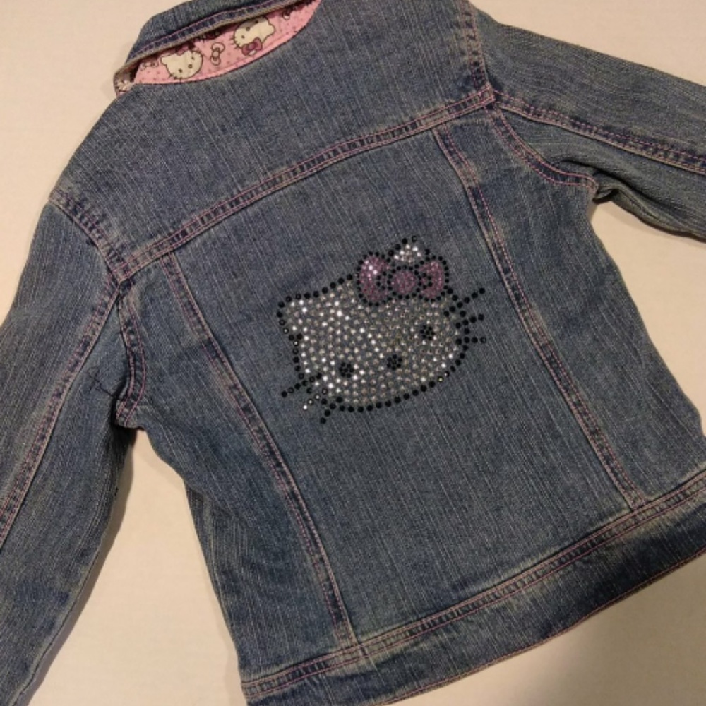 Hello Kitty Girls Denim Jacket Rhinestones HK Sz 6